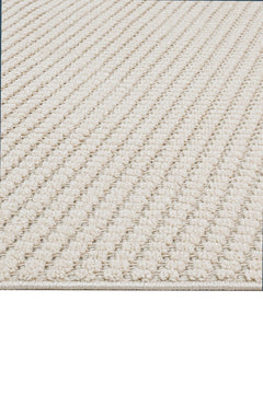 Beige Striped Area Rug – Machine Made Rug With 7 mm Pile Height & Overlock Edge