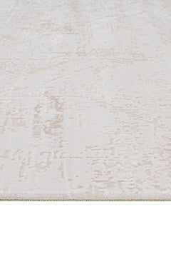 Modern Area Rug - Beige Machine Made Rug with Soft Pile & Laser Cut Edges