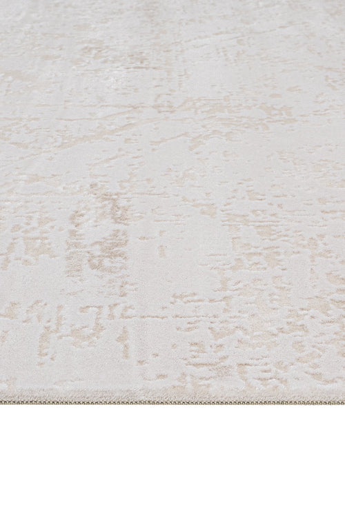 Modern Area Rug - Beige Machine Made Rug with Soft Pile & Laser Cut Edges