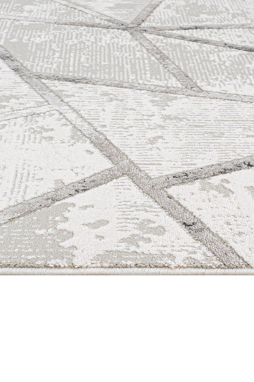 Grey Geometric Area Rug – Machine Made Cotton Base Rug With Acrylic Yarn