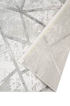 Grey Geometric Area Rug – Machine Made Cotton Base Rug With Acrylic Yarn