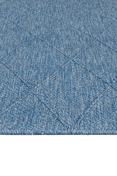 Blue Geometric Kilim - Durable Cotton Rug With 5 mm Pile Height & Fringed Edge