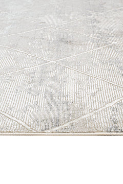 Machine Made Area Rug - Geometric Cream Microfiber Rug by Luxess Durable Floor Covering