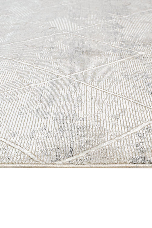 Machine Made Area Rug - Geometric Cream Microfiber Rug by Luxess Durable Floor Covering