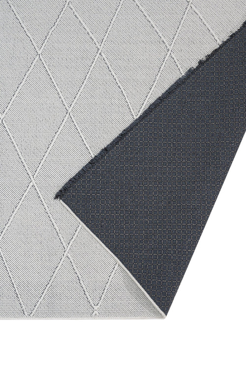 Cotton Kilim Rug - Geometric Cream Carpet With Woven Sole & Fringed Edge