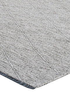 Grey Geometric Cotton Kilim - Durable Woven Sole Rug With 5 mm Pile Height