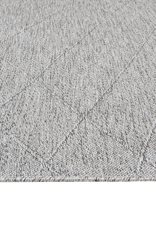 Grey Geometric Cotton Kilim - Durable Woven Sole Rug With 5 mm Pile Height