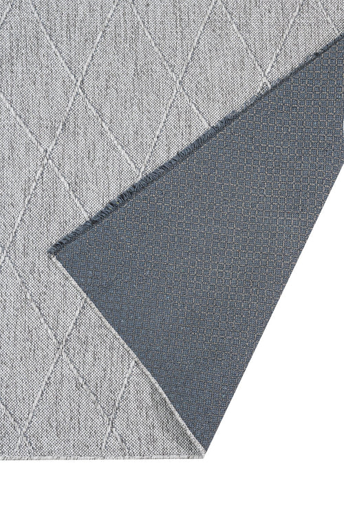 Grey Geometric Cotton Kilim - Durable Woven Sole Rug With 5 mm Pile Height