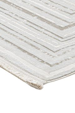 Microfiber Area Rug - Luxess Machine Made Cream Frame Rug, Durable & Shrink Resistant