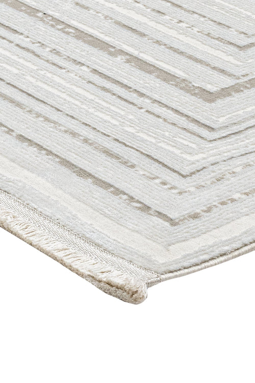 Microfiber Area Rug - Luxess Machine Made Cream Frame Rug, Durable & Shrink Resistant
