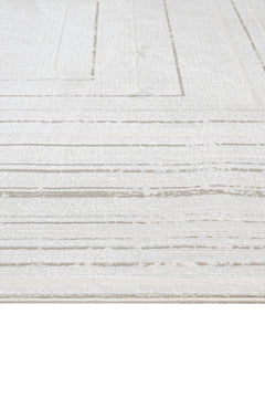 Microfiber Area Rug - Luxess Machine Made Cream Frame Rug, Durable & Shrink Resistant