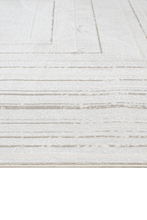 Microfiber Area Rug - Luxess Machine Made Cream Frame Rug, Durable & Shrink Resistant