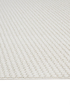 Cream Striped Area Rug – Machine Made Rug with 7 mm Pile, Fringed Edge