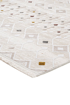 Geometric Area Rug – Machine Made Rug with 11 mm Pile Height | Fringed Design