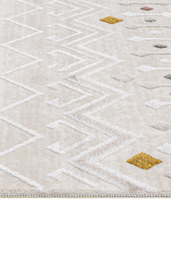 Geometric Area Rug – Machine Made Rug with 11 mm Pile Height | Fringed Design