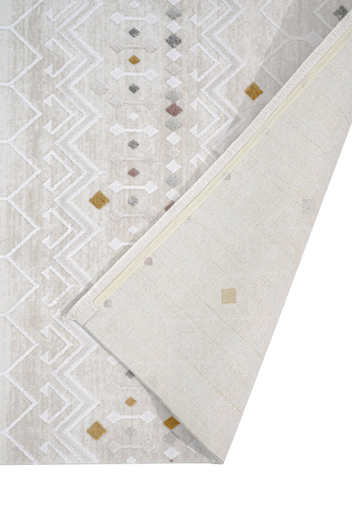 Geometric Area Rug – Machine Made Rug with 11 mm Pile Height | Fringed Design