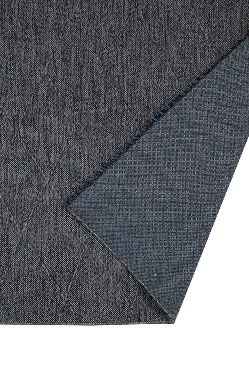 Cotton Kilim Rug – Anthracite Geometric Flat Weave With Fringed Edge, 5 mm Pile Height