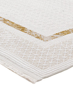 Gold Area Rug – Machine Made Rug with Laser Cut Fringe and 11 mm Pile Height