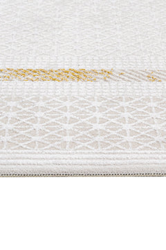 Gold Area Rug – Machine Made Rug with Laser Cut Fringe and 11 mm Pile Height