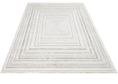 Microfiber Area Rug - Luxess Machine Made Cream Frame Rug, Durable & Shrink Resistant