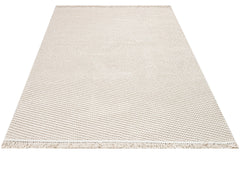 Beige Striped Area Rug – Machine Made Rug With 7 mm Pile Height & Overlock Edge
