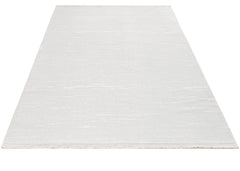 Modern Microfiber Area Rug – Durable Machine Made Cream Carpet With Cotton Base