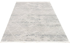 Machine Made Area Rug - Geometric Cream Microfiber Rug by Luxess Durable Floor Covering