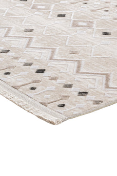 Grey Geometric Area Rug – Machine Made Rug with 11 mm Acrylic Pile Carpet