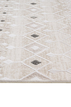 Grey Geometric Area Rug – Machine Made Rug with 11 mm Acrylic Pile Carpet