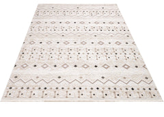 Grey Geometric Area Rug – Machine Made Rug with 11 mm Acrylic Pile Carpet