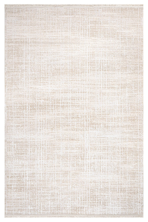 Machine Made Area Rug – Beige Striped Pattern, 11 mm Pile Height, Durable Acrylic Yarn Carpet