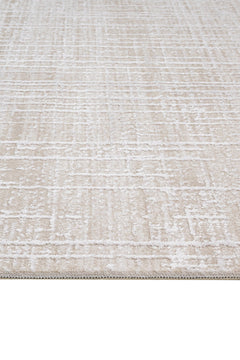 Machine Made Area Rug – Beige Striped Pattern, 11 mm Pile Height, Durable Acrylic Yarn Carpet