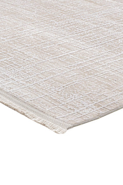 Machine Made Area Rug – Beige Striped Pattern, 11 mm Pile Height, Durable Acrylic Yarn Carpet