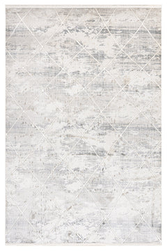 Machine Made Area Rug - Geometric Cream Microfiber Rug by Luxess Durable Floor Covering