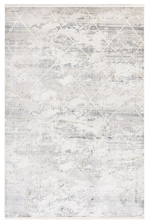 Machine Made Area Rug - Geometric Cream Microfiber Rug by Luxess Durable Floor Covering