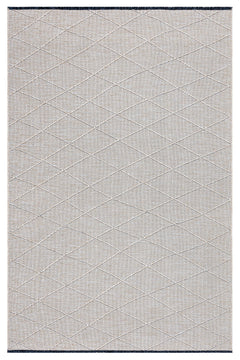 Cotton Kilim Rug – Beige Geometric Design With Fringed Overlock Edge, 5mm Pile