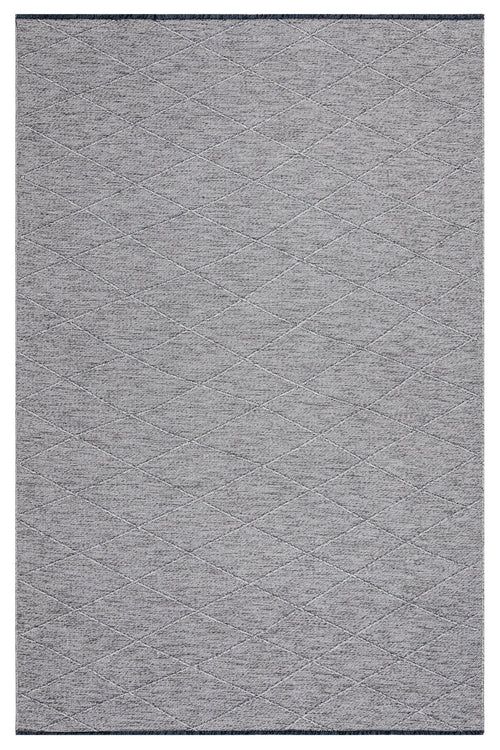 Grey Geometric Cotton Kilim - Durable Woven Sole Rug With 5 mm Pile Height