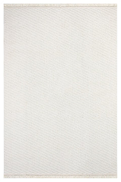 Cream Striped Area Rug – Machine Made Rug with 7 mm Pile, Fringed Edge
