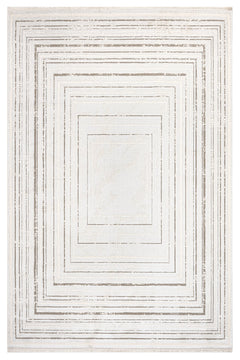Microfiber Area Rug - Luxess Machine Made Cream Frame Rug, Durable & Shrink Resistant