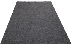 Cotton Kilim Rug – Anthracite Geometric Flat Weave With Fringed Edge, 5 mm Pile Height