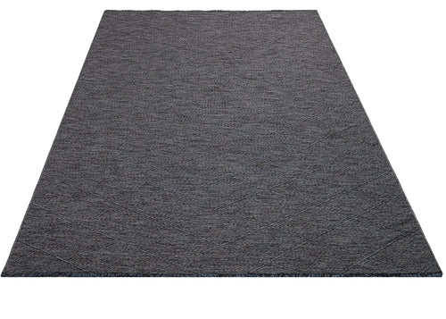 Cotton Kilim Rug – Anthracite Geometric Flat Weave With Fringed Edge, 5 mm Pile Height
