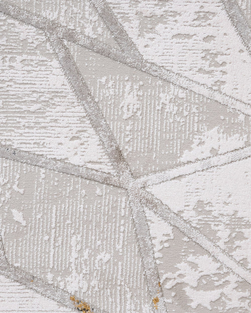 Cotton Area Rug - Gold Geometric Machine Made Rug with Soft Cotton Threads