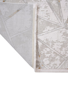 Cotton Area Rug - Gold Geometric Machine Made Rug with Soft Cotton Threads