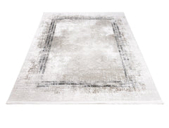 Cotton Area Rug - Machine Made Grey Frame Rug | Soft, Washable & Non Slip