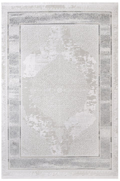 Cotton Area Rug – Machine Made Grey Frame Rug with Soft Cotton Threads