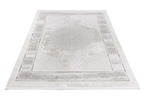 Cotton Area Rug – Machine Made Grey Frame Rug with Soft Cotton Threads