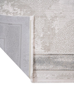 Cotton Area Rug – Machine Made Grey Frame Rug with Soft Cotton Threads