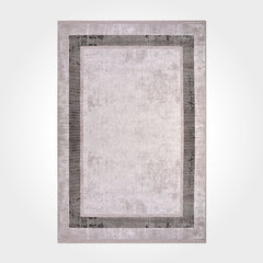 Machine Made Area Rug – Cream Frame Rug with Laser Cut Edges & Anti Slip