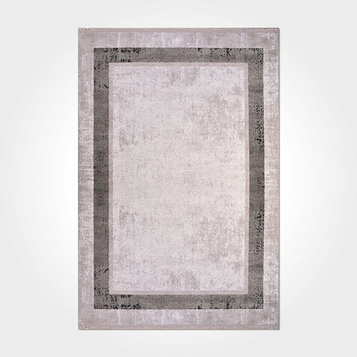 Machine Made Area Rug – Cream Frame Rug with Laser Cut Edges & Anti Slip