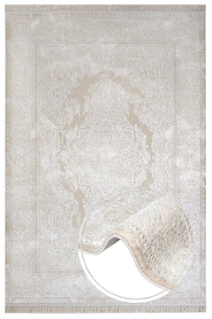 Classic Area Rug - Periwinkle Cream Machine Made Rug with Fringed Edge